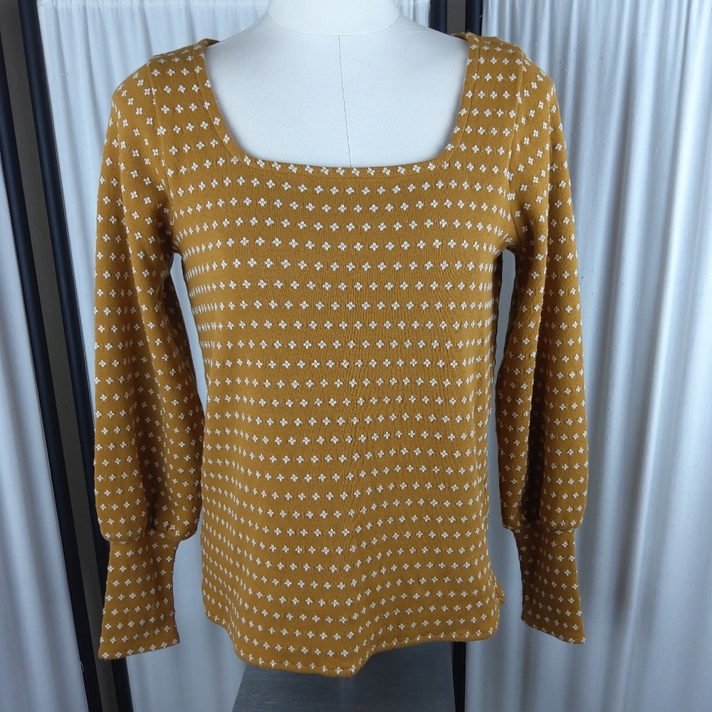 Madewell Floral Jacquard Square Neck Top, Women's Size XS